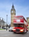 London city scene with red bus and Big Ben Royalty Free Stock Photo