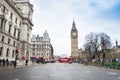 London city scene with red bus and Big Ben Royalty Free Stock Photo