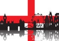 London city silhouette skyline with England flag Royalty Free Stock Photo