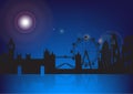 London city silhouette skyline by night Royalty Free Stock Photo