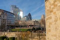 London city skyline - financial district, or square mile, in London, modern tall buildings.