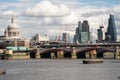 London City Skyline near Southwark Bridge Royalty Free Stock Photo