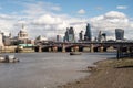 London City Skyline near Southwark Bridge Royalty Free Stock Photo