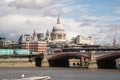 London City Skyline near Southwark Bridge Royalty Free Stock Photo