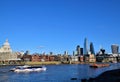 London city skyline, St Paul`s Catheral and Thames, with clear blue sky Royalty Free Stock Photo
