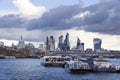 London cityscape across the River Thames with a view including St Pauls, Leadenhall and 20 Fenchurch Royalty Free Stock Photo