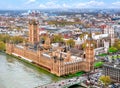 London cityscape and Houses of Parliament with Big Ben tower, UK Royalty Free Stock Photo