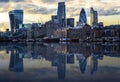 London Cityscape with Reflection from Thames Royalty Free Stock Photo