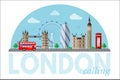 London cityscape vector clipart with lettering