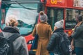 London commuters waiting for bus