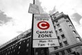 London congestion charge zone sign Royalty Free Stock Photo