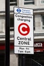 London congestion charge zone sign