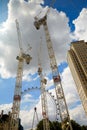 London with construction cranes downtown