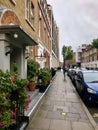 LONDON- Dec 20: View of Chiltern Street in Westminster South Marylebone on December 20, 2019 in London. The Blandford Hotel Entra