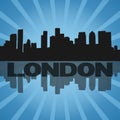 London Docklands skyline with blue sunburst effect illustration Royalty Free Stock Photo