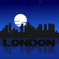 London Docklands skyline 2022 with night sky illustration Royalty Free Stock Photo