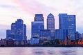 London Docklands skyscrapers at twilight Royalty Free Stock Photo