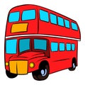 London double decker red bus icon cartoon