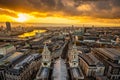 London, England - Aerial panoramic skyline view of London taken from top of St.Paul`s Cathedral at sunset Royalty Free Stock Photo