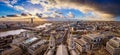 London, England - Aerial panoramic skyline view of London taken from top of St.Paul`s Cathedral