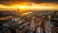 London, England - Aerial panoramic skyline view of London taken from top of St.Paul`s Cathedral at sunset Royalty Free Stock Photo