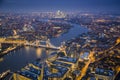 London, England - Aerial Skyline view of London with the iconic Royalty Free Stock Photo