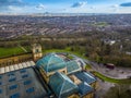 London, England - Aerial skyline view of north London with red double decker bus, taken from Alexandra Park Royalty Free Stock Photo