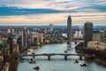 London, England - Aerial skyline view of west London, including Lambeth bridge and Vauxhall Bridge