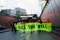 LONDON, ENGLAND- 5 May 2021: Protesters blocking Westway in London with Valerie Brown, a London Mayor candidate