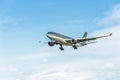 LONDON, ENGLAND - AUGUST 22, 2016: JY-AIF Royal Jordanian Airbus A330 Landing in Heathrow Airport, London.