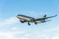 LONDON, ENGLAND - AUGUST 22, 2016: JY-AIF Royal Jordanian Airbus A330 Landing in Heathrow Airport, London.