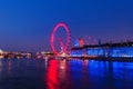 LONDON, ENGLAND - AUGUST 18, 2016: London Thames River and London Eye. Long Exposure Photo Shoot. Late Evening. Royalty Free Stock Photo