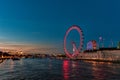 LONDON, ENGLAND - AUGUST 22, 2016: London Thames River and London Eye. Long Exposure Photo Shoot. Late Evening. Royalty Free Stock Photo