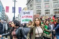 LONDON, ENGLAND- 21 August 2021: Protesters at a STOP KILLING AFGHANS protest in London Royalty Free Stock Photo