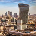 London, England - Bank district and Canary Wharf, the two leading financial districts of the world in central London Royalty Free Stock Photo