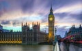 London, England - The Big Ben and the Houses of Parliament at dusk with beautiful colorful sky