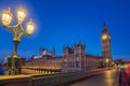 London, England - The Big Ben and the Houses of Parliament with street lamp Royalty Free Stock Photo