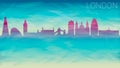 London England City Europe Skyline Vector Silhouette. Broken Glass Abstract Geometric Dynamic Textured. Banner Background. Colorfu