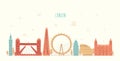 London England city skyline, vector flat style Royalty Free Stock Photo