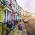 London, England - Colorful Victorian houses of Primrose hill witLondon, England - Colorful Victorian houses of Primrose hill with