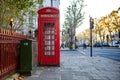 London, England Ã¢â¬â December 2022. Classic, retro red phone booth. London\'s vintage phone boxes are one of the symbols