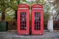 London, England Ã¢â¬â December 2022. Classic, retro red phone booth. London\'s vintage phone boxes are one of the symbols