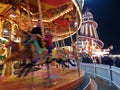 Amusement park ride illuminated at night during the festive season Royalty Free Stock Photo