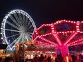 Amusement park ride illuminated at night during the festive season Royalty Free Stock Photo