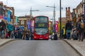 English double decker bus crossing the streets of Camden Town