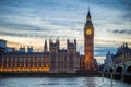 London, England - The famous Big Ben, Houses of Parliament and Westminster Bridge Royalty Free Stock Photo