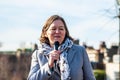 LONDON, ENGLAND- 26 February 2022: Fleur Anderson speaking at Extinction Rebellion protest against Thames Water polluting the