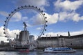 View of London Eye Millennium Wheel on the South Bank of river Thames in front of City Hall, Royalty Free Stock Photo