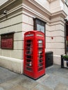 London, England - The iconic british old red telephone box Royalty Free Stock Photo