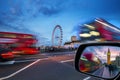 London, England - iconic red double-decker buses on the move on Westminster Bridge Royalty Free Stock Photo